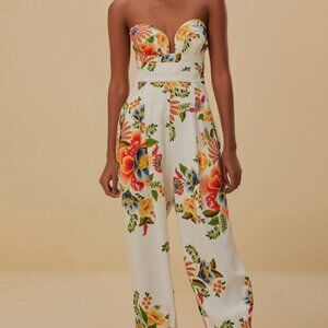Farm Rio Delicate White Garden Jumpsuit